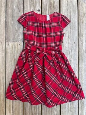 CARTERS | Red Plaid Short Sleeve Festive Holiday Dress | Size 7